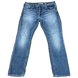 Buckle BKE Jake Jeans Mens 38 Blue Denim Stretch Regular Fit Straight Leg Casual